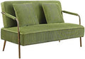 55" Pleated Velvet Loveseat Sofa with 2 Throw Pillows and Gold Metal Legs P70265