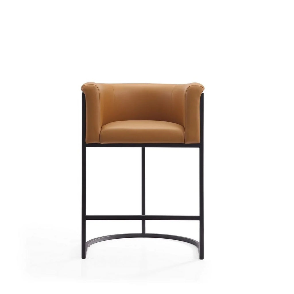 Camel and Black Metal Counter Height Bar Stool Set of 2 Y826