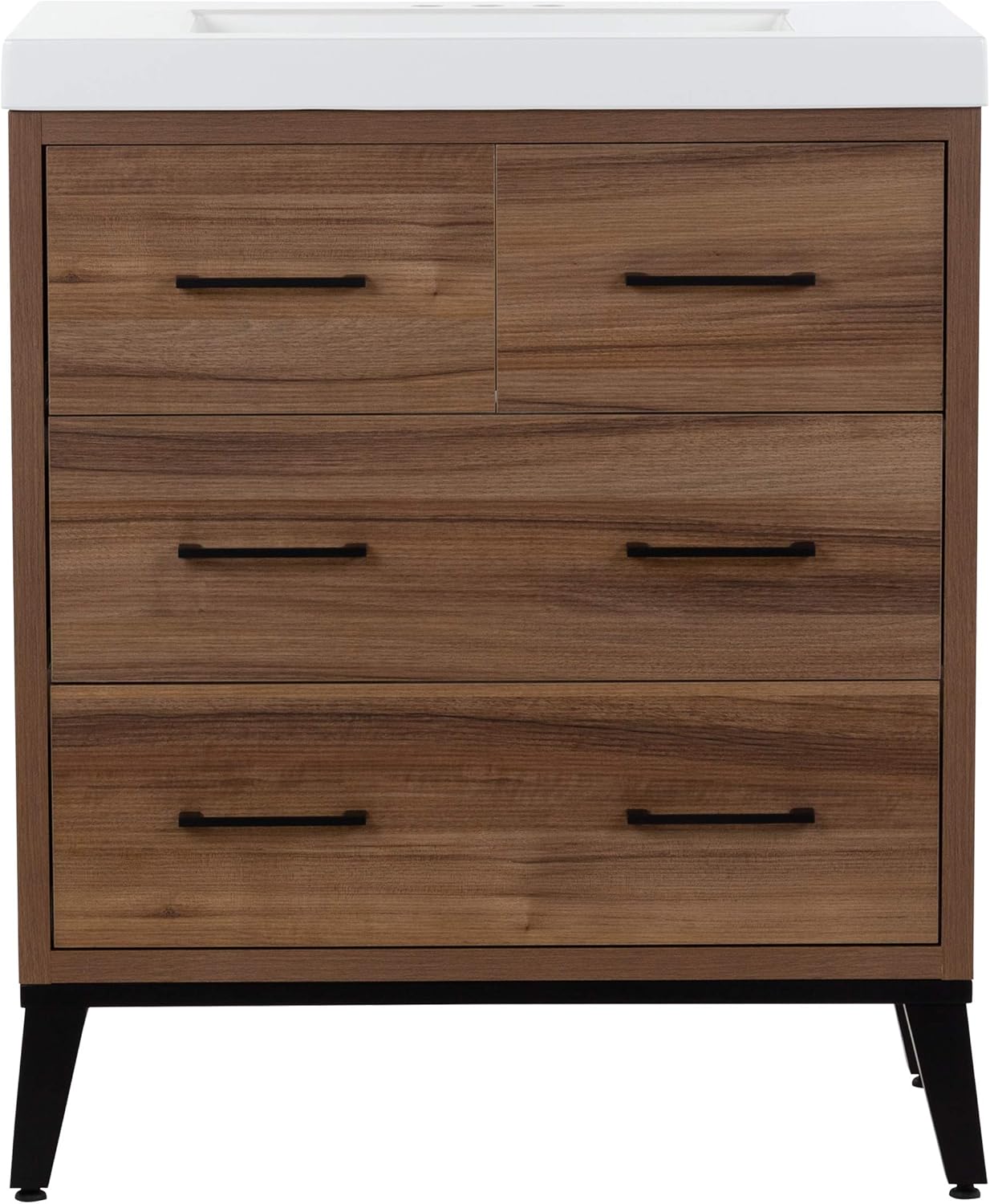 30.5" 3-Drawer Bathroom Vanity with Integrated White Sink Top E41945