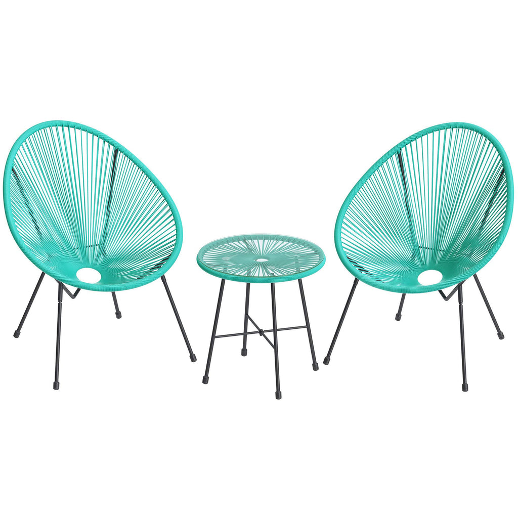 Aqua Green 3-Piece Outdoor Acapulco Chair U331385