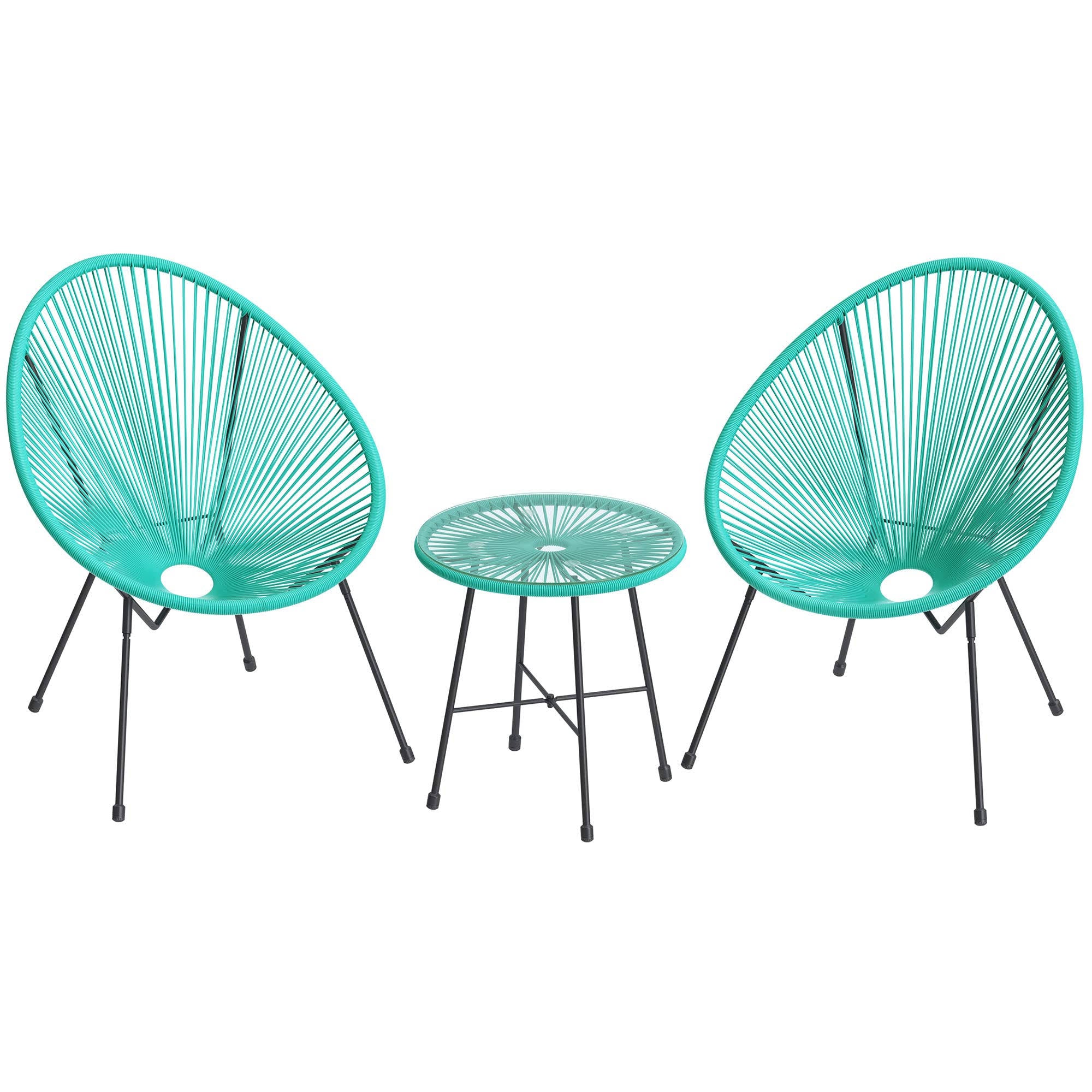 Aqua Green 3-Piece Outdoor Acapulco Chair U331385