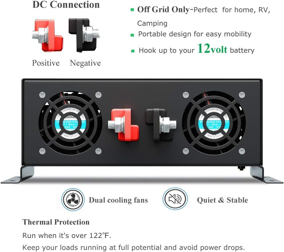 2000W Pure Sine Wave Inverter DC 12V to AC 110V 120V Converter with Wireless Remote Control M680979