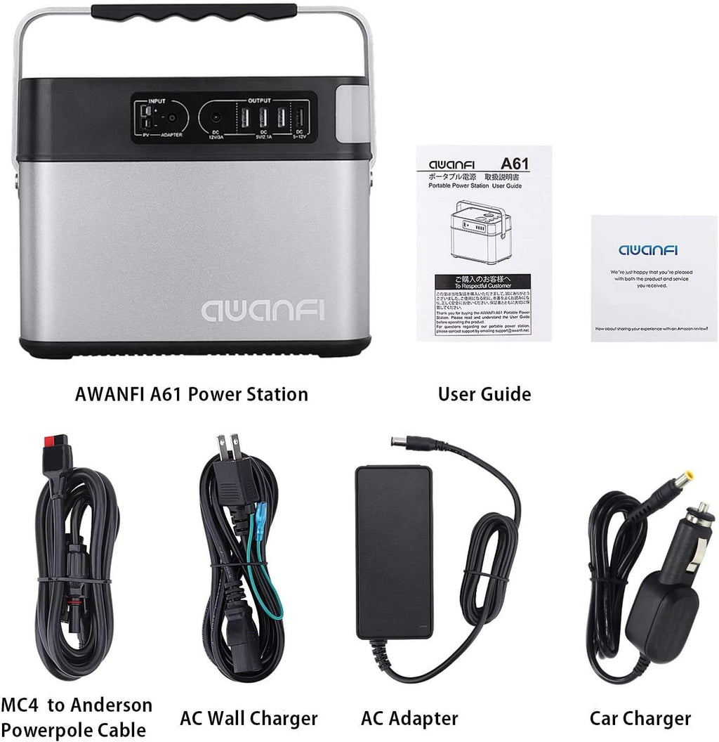 Portable Power Station 500W, 505Wh/140400mAh Pure Sine Wave Solar Generator with 2 AC Outlets, 12V DC, 3 USB, Emergency Light, Lithium Battery J158702