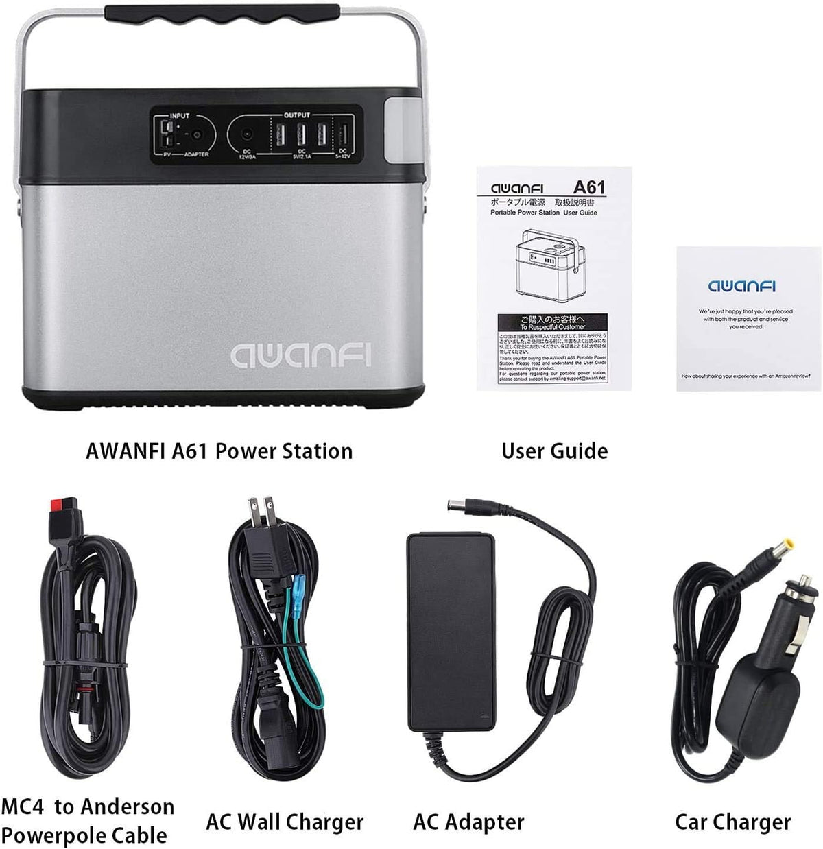 Portable Power Station 500W, 505Wh/140400mAh Pure Sine Wave Solar Generator with 2 AC Outlets, 12V DC, 3 USB, Emergency Light, Lithium Battery J158702