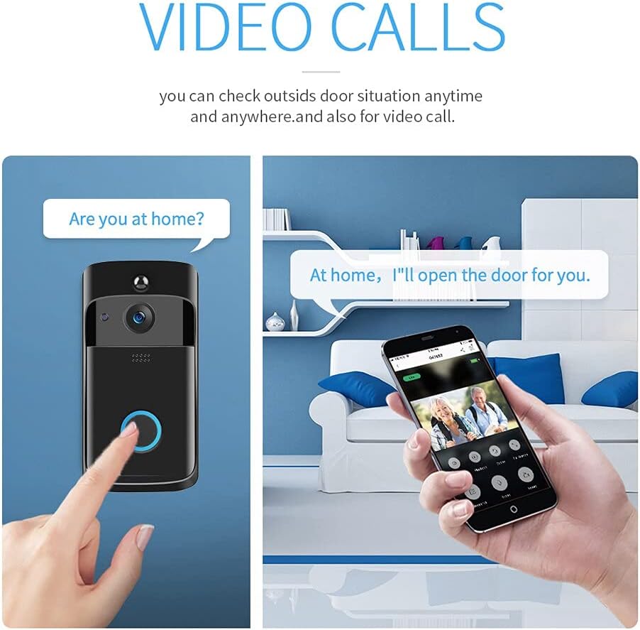 WiFi Video Doorbell Camera HD Wireless Security Camera with Wireless Chime, Rechargeable Batteries, 2-Way Audio, Night Vision, Motion Detect, 166° Wide View V192922