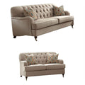 Beige Tufted Sofa and Fabric Loveseat 2-Piece Set K60605