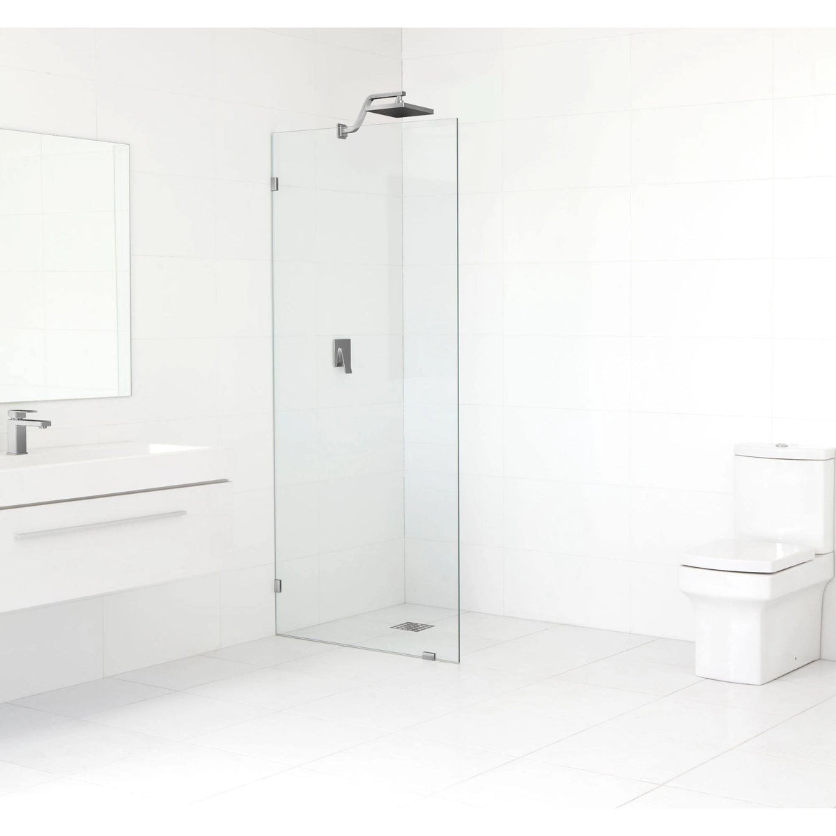Frameless Shower Door Single Fixed Panel Brushed Nickel O435082