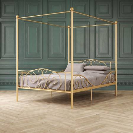 Gold Full Size Metal Canopy Bed Frame V360282