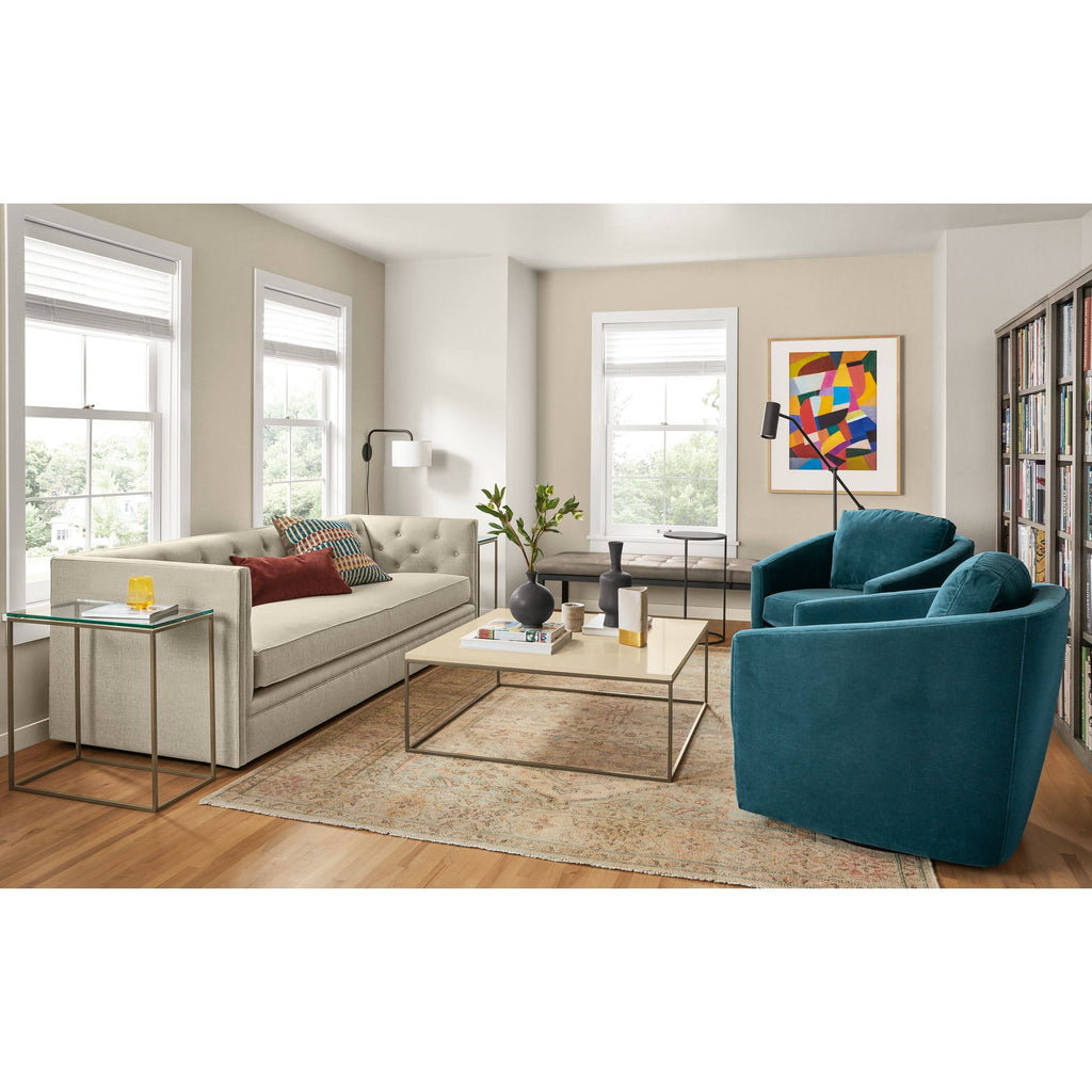 White Venatino Marble Top End Table with Stainless Steel Frame Base S232