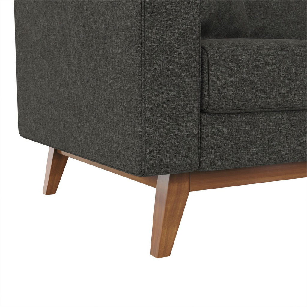 Contemporary Pillowback Wood Sofa Gray Linen B1076