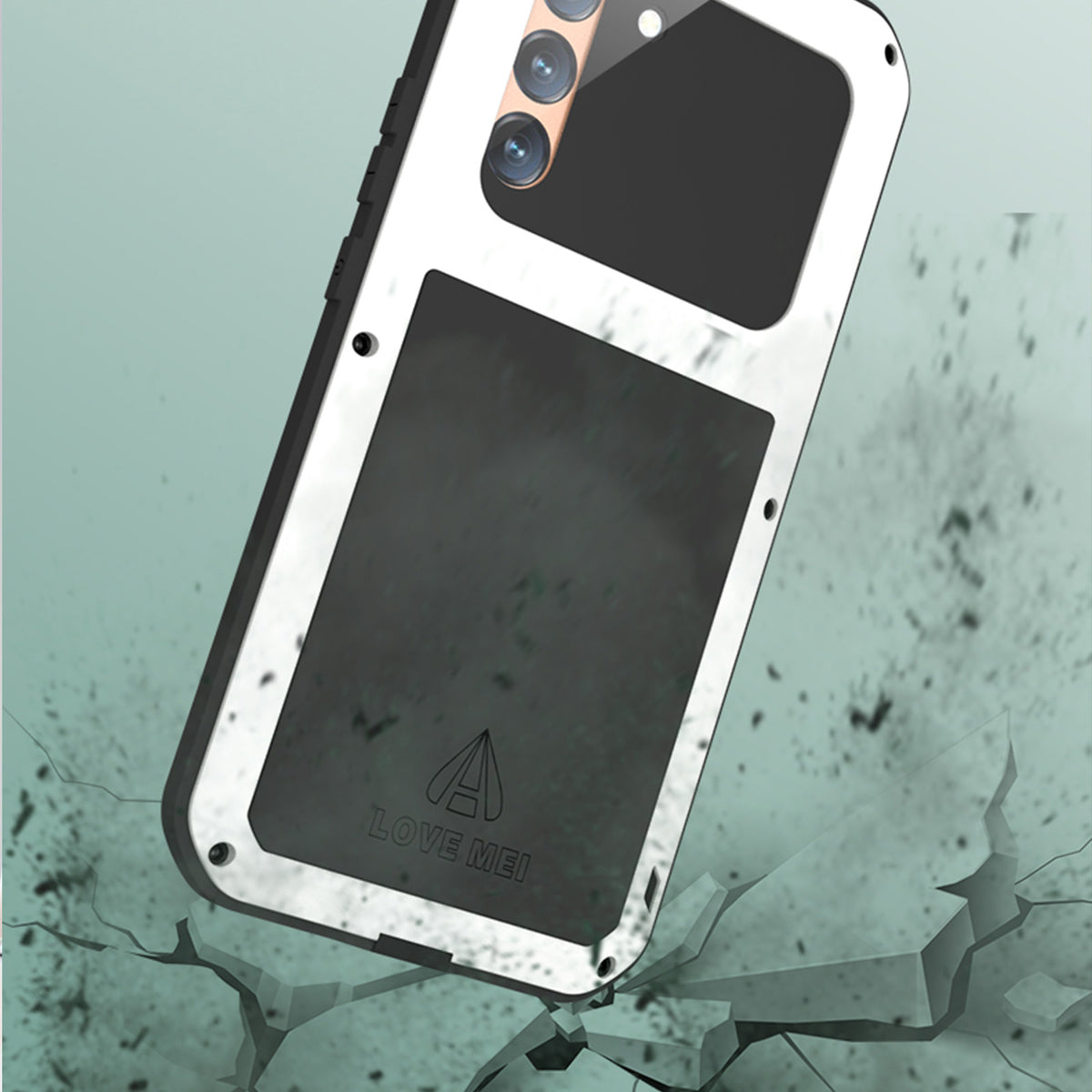 White Metal Bumper Silicone Case with Built-in Screen Protector N948