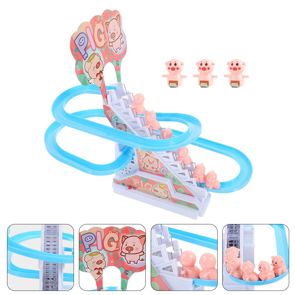 Piggy Sliding Toys Electric Piggy Climbing Stairs Tracks Slide Toy U13283