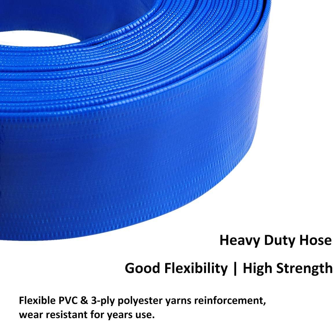 1.5 x 100' Blue PVC Heavy Duty Discharge Hose with Camlock C and E Fittings C419