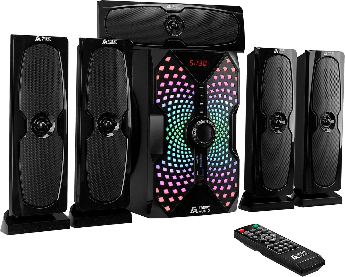 125 Watt 5.1 Surround Sound Speaker System with Subwoofer, Bluetooth, Digital Optical Input – Black M26459