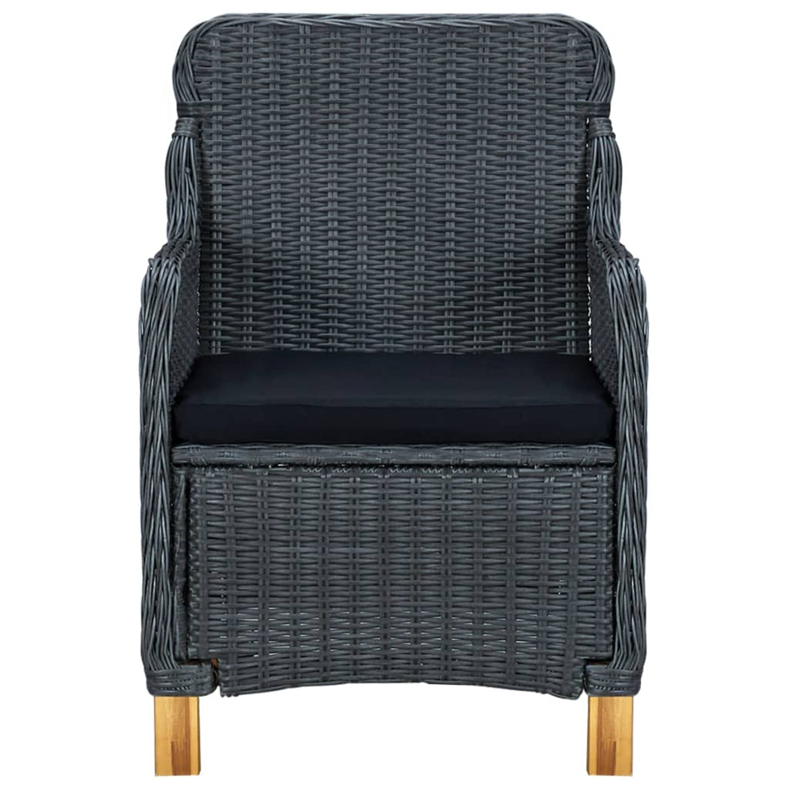 2 pcs Poly Rattan Patio Chairs with Cushions Dark Gray X3344