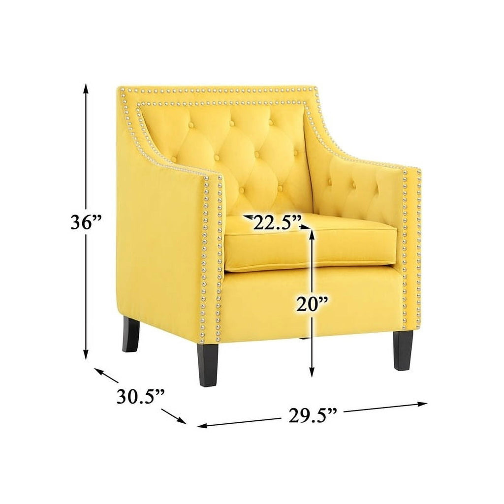 Yellow Velvet Accent Chair C414