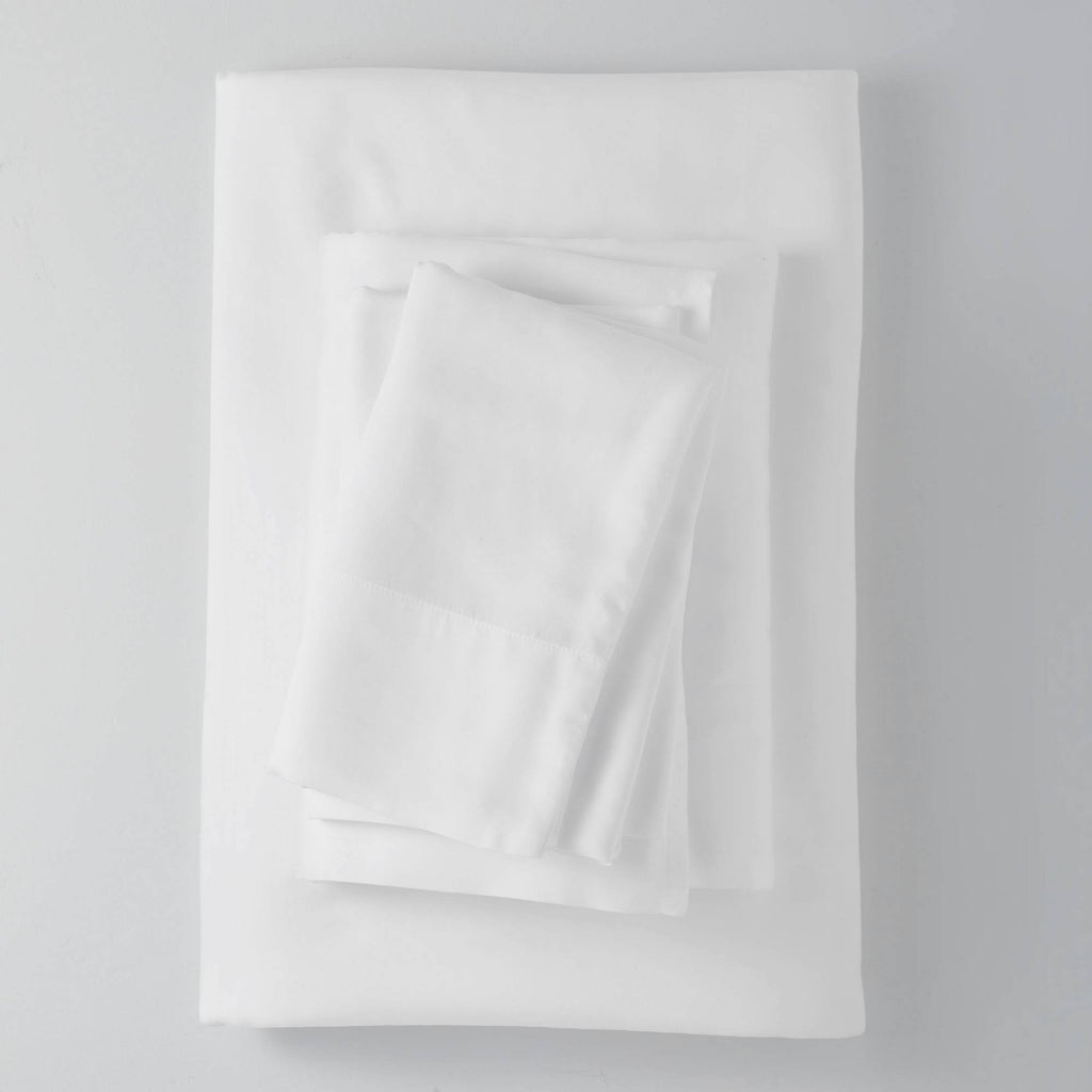 California King 400 Thread Count Washed Lyocell Solid Sheet Set White Y2831