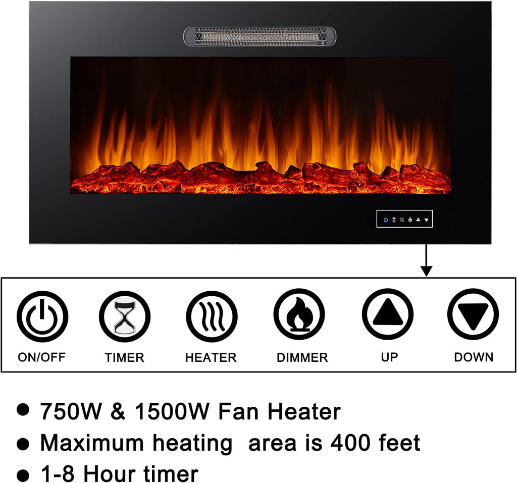 Black Electric Fireplace A1003
