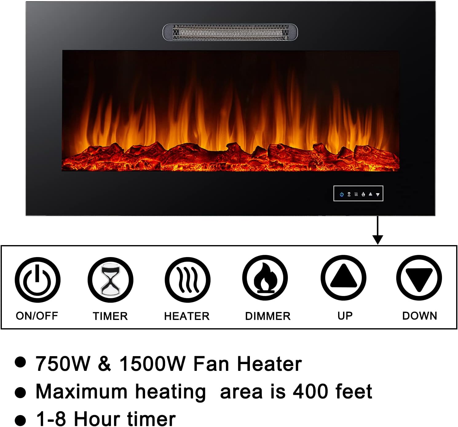 Black Electric Fireplace A1003