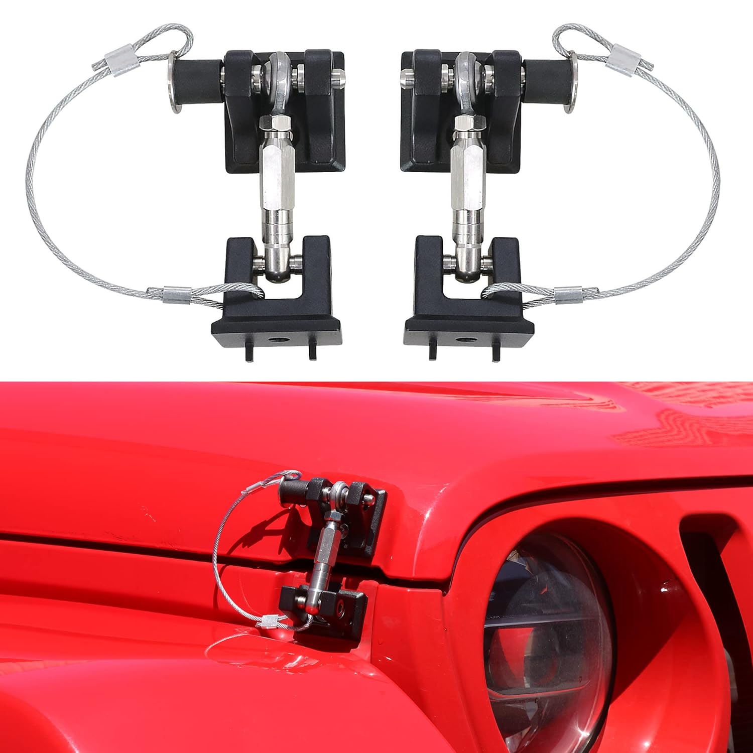 Aluminum Locking Hood Latch Kit for Jeep Wrangler JK H693