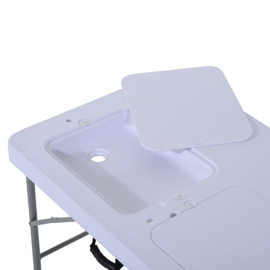 White Portable Folding Camping Table with Faucet D9205