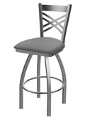 Swivel Bar Stool with Stainless Finish and Folkstone Grey Seat X8687