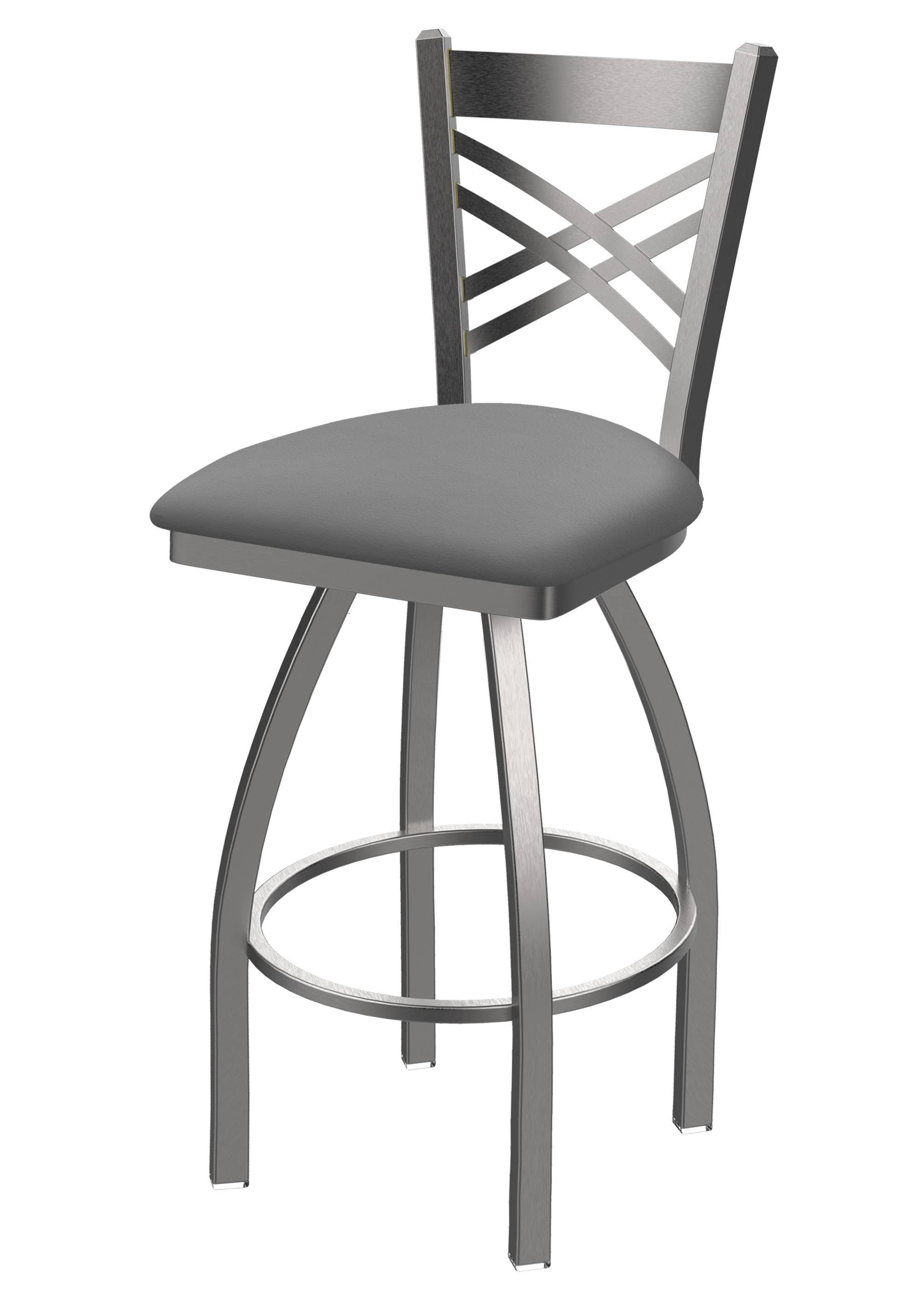 Swivel Bar Stool with Stainless Finish and Folkstone Grey Seat X8687