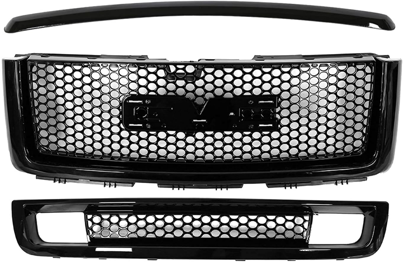 Mesh Glossy Black Front Hood Molding Trim and Grille J959159