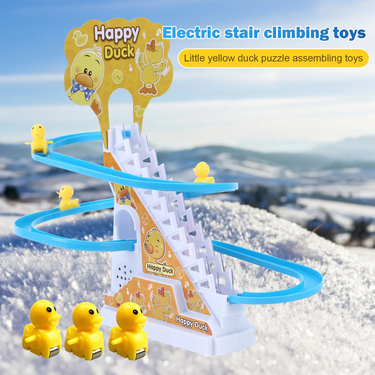 Electric Duck Roller Coaster Toy Climbing Stairs Slide Set Q240452