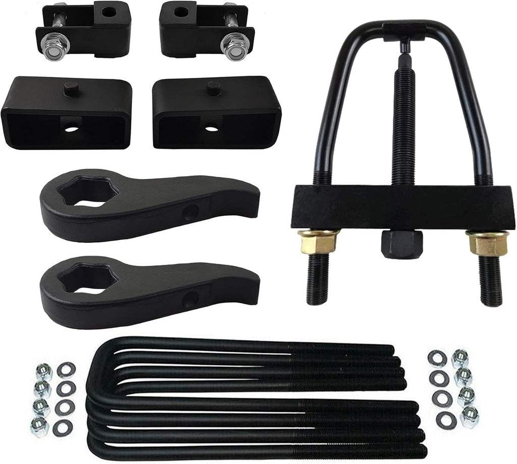 Adjustable 1 - 3 Front Lift Forged Steel Torsion Keys & 2 Rear Lift Kit + Shock Extenders + Install Tool 4WD 8-Lug Y50374