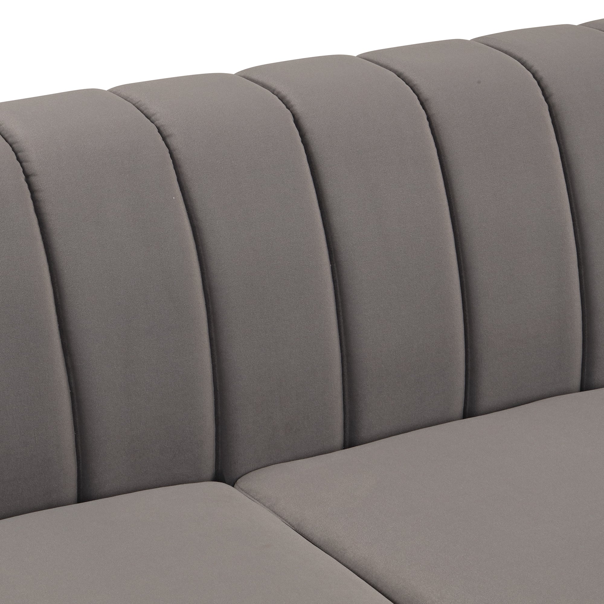 Gray Buttoned Tufted Sofa with Solid Wood Legs D6134