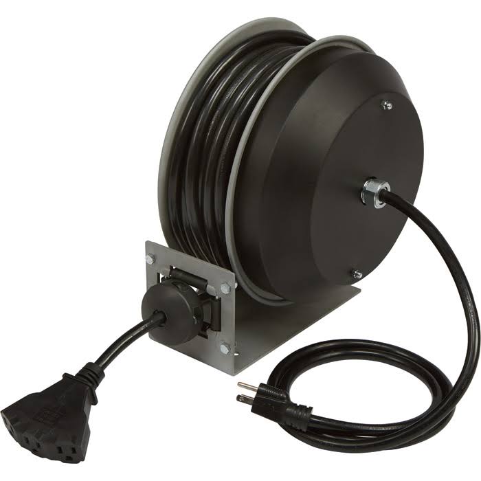 Retractable Extension Cord Reel, 30ft, 12/3, Triple Tap Y9694