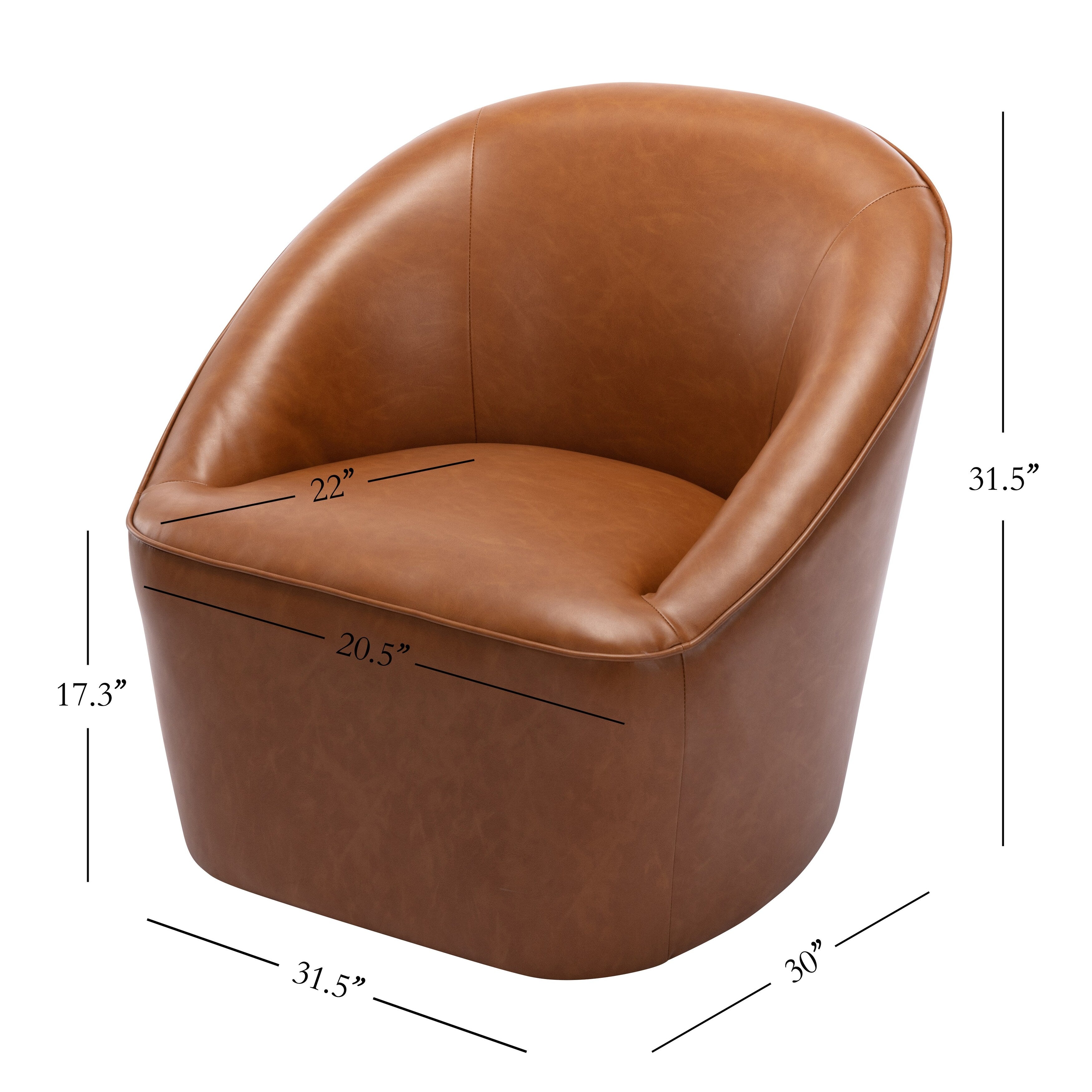 Camel Faux Leather Barrel Swivel Chair S910