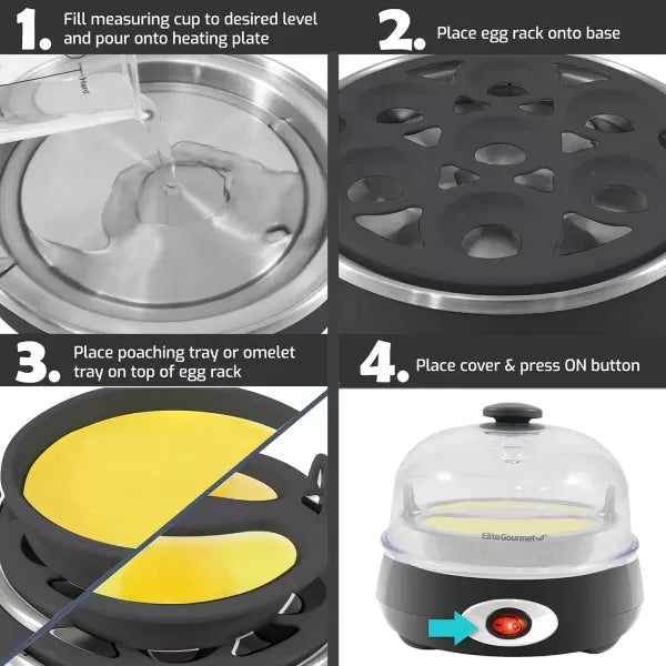 Charcoal Grey 7 Egg Capacity Electric Egg Cooker B9599