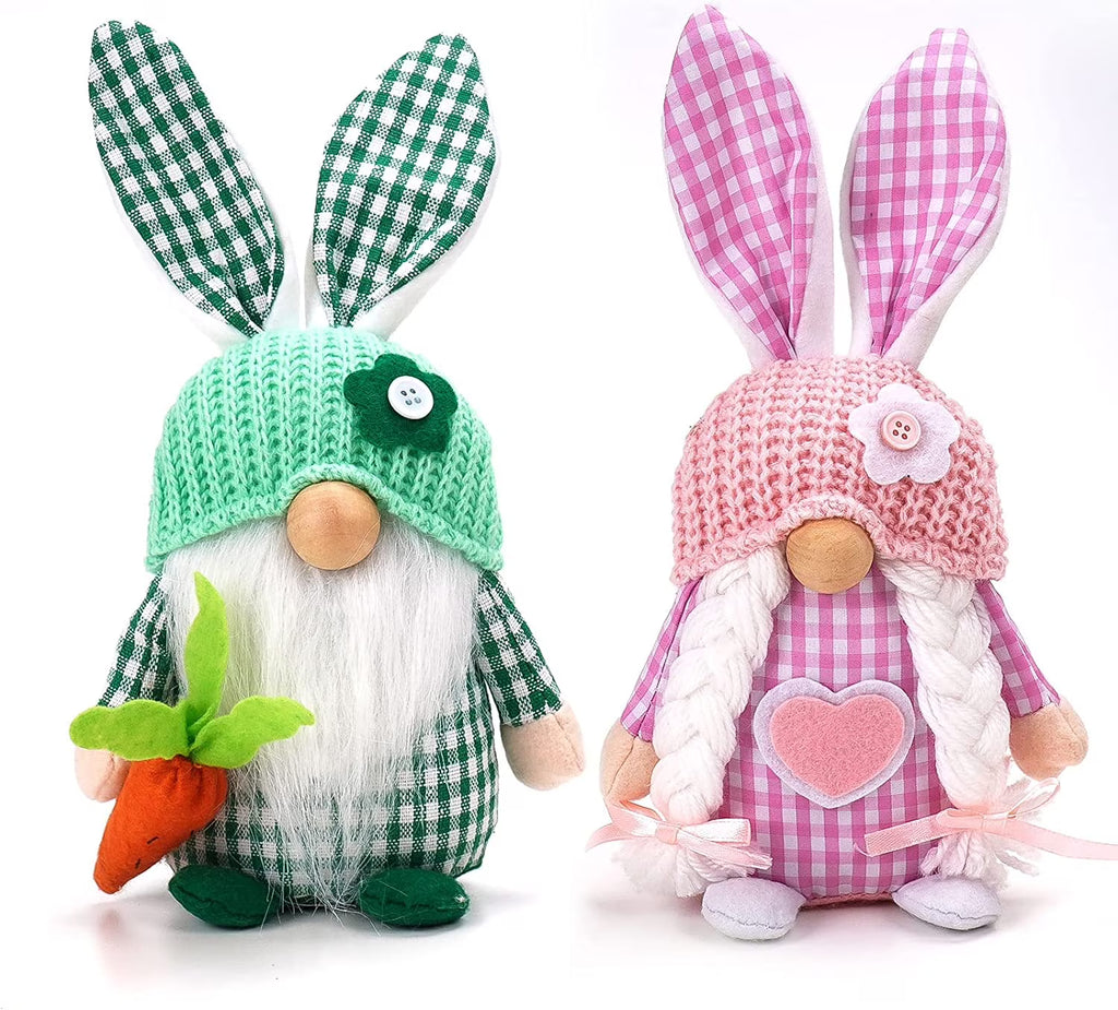 2 Pack Easter Gnomes Decorations with Bunny Tiered Tray Plush Gnome I867477
