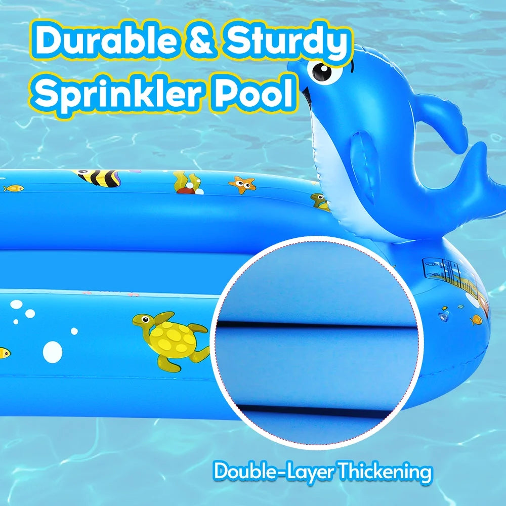 Dolphin Inflatable Sprinkler Pool 67 * 40in Kiddie Pool Y8127