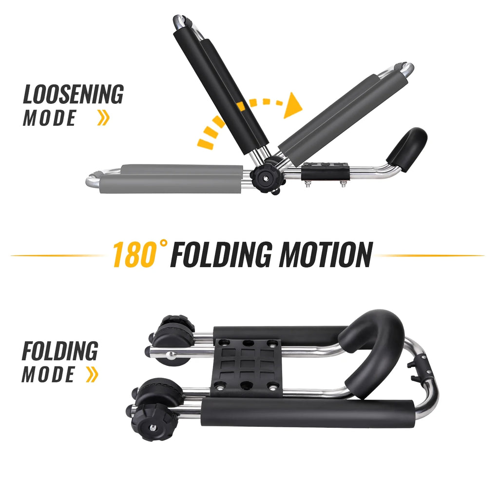 Stainless Steel J-Bar Rack Roof Top Mount with Ratchet Straps, Folding Carrier J461