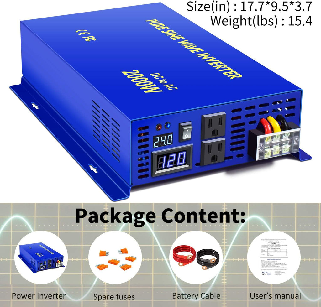 Pure Sine Wave Power Inverter 2500 Watt with Dual AC Receptacles D528