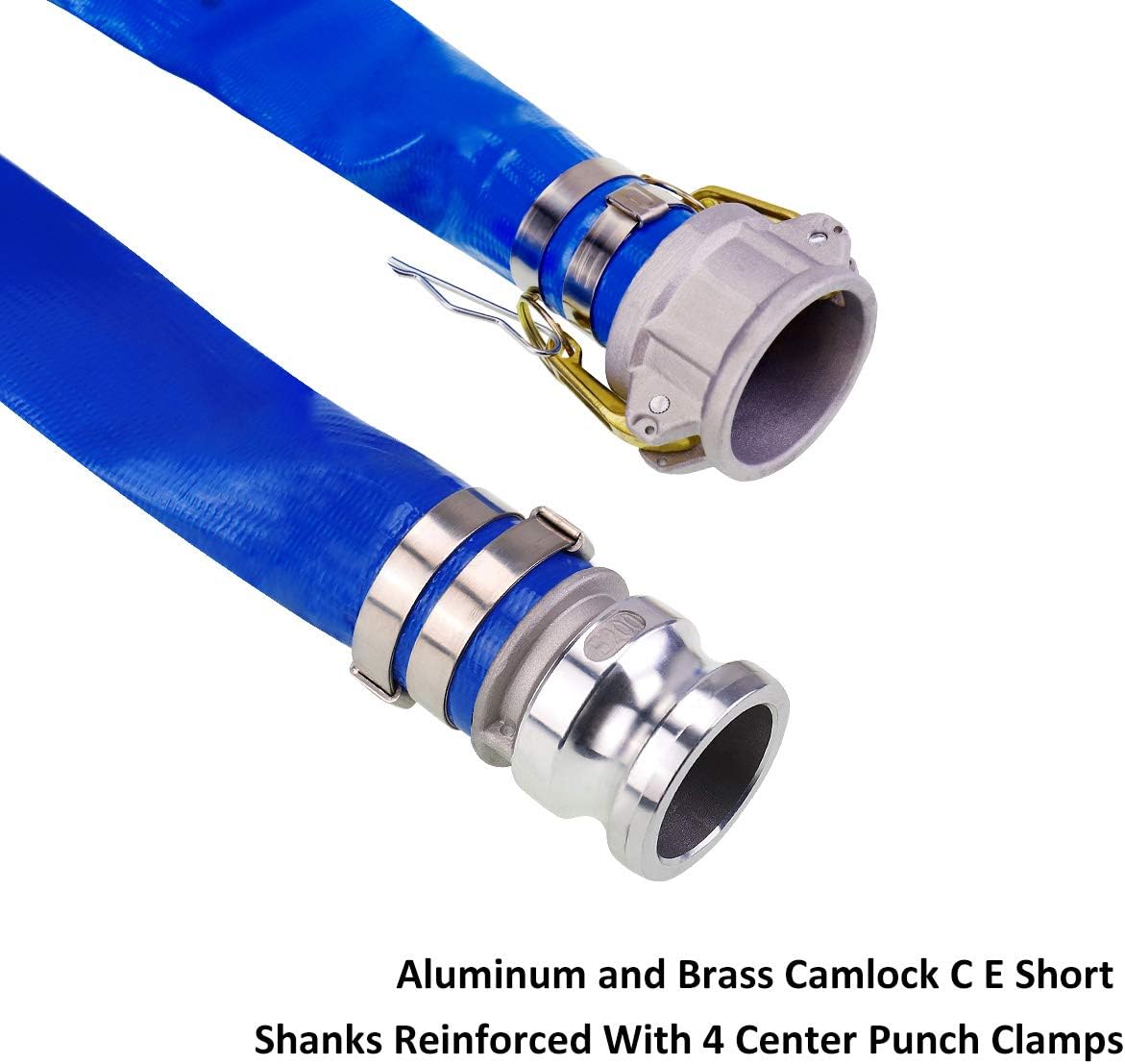 1.5 x 100' Blue PVC Heavy Duty Discharge Hose with Camlock C and E Fittings C419