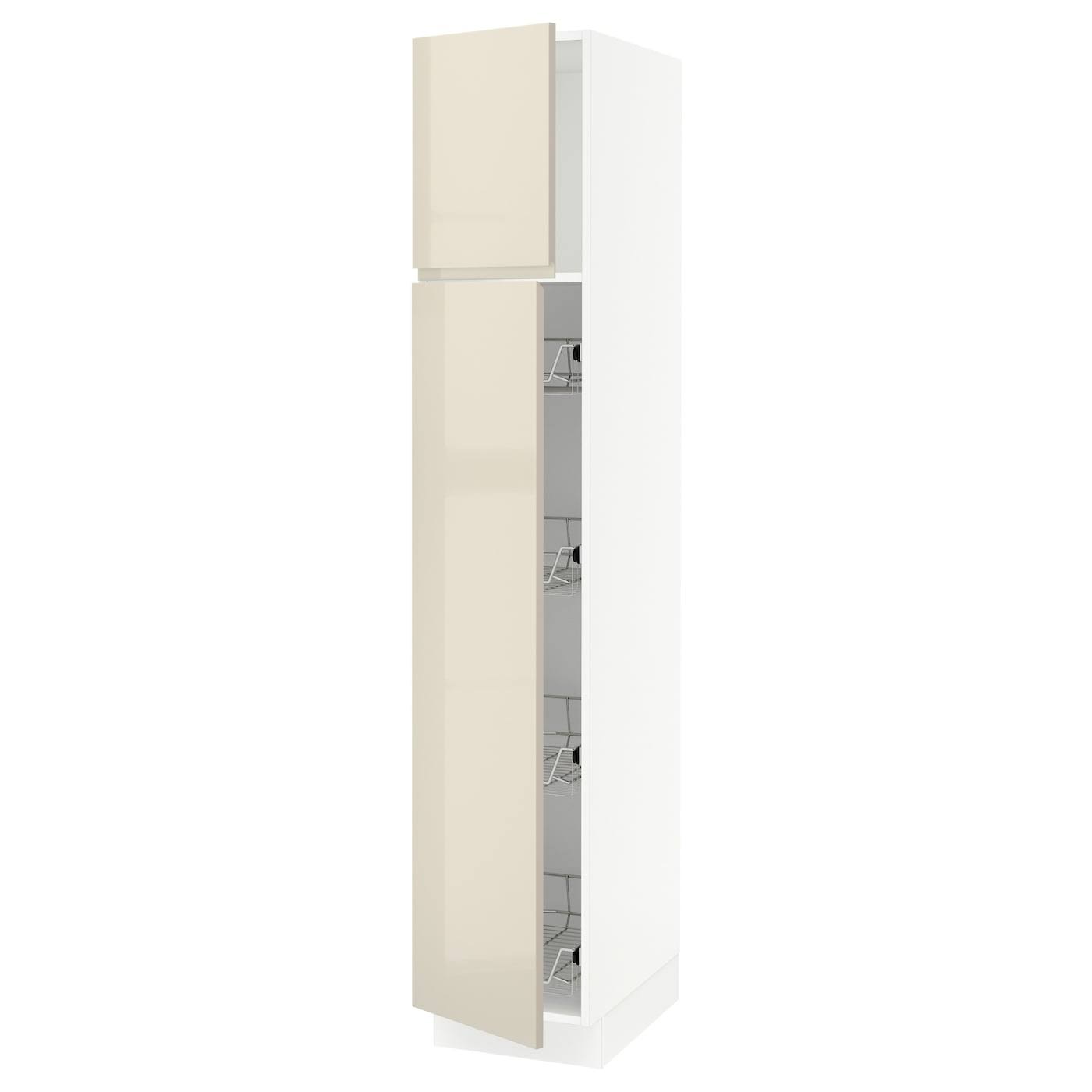 White High Cabinet with Door and Wire Baskets M37151