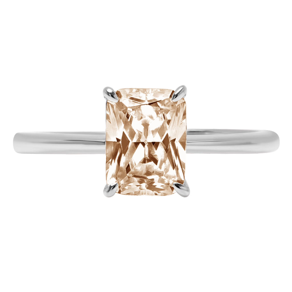 Champagne Simulated Diamond Radiant Cut Ring Size 3.75 P278
