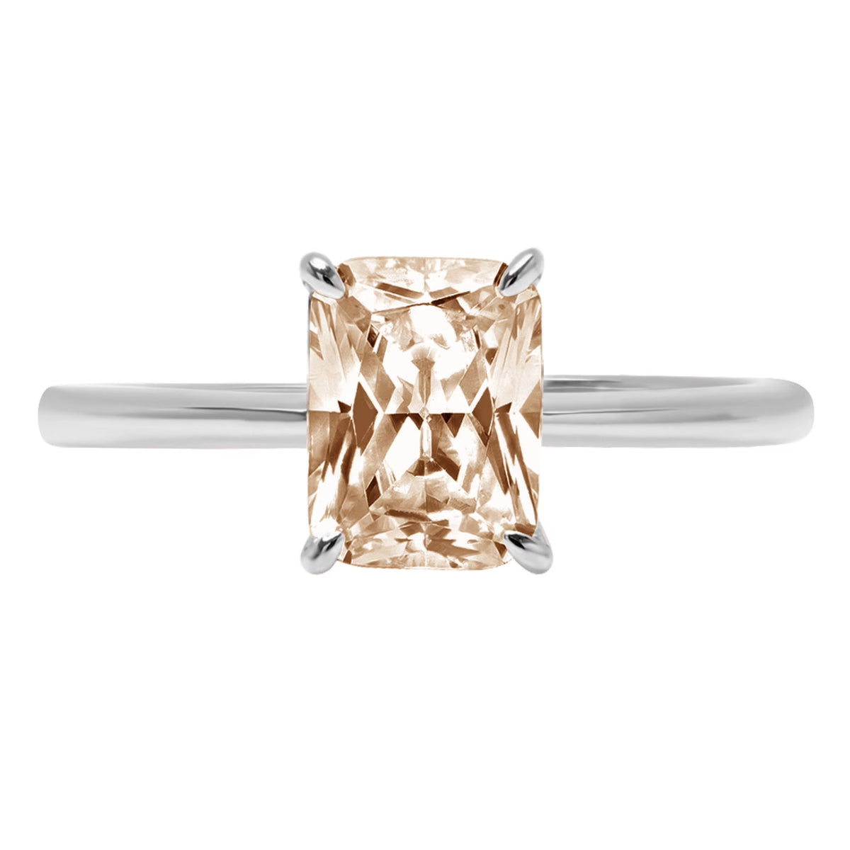 Champagne Simulated Diamond Radiant Cut Ring Size 3.75 P278