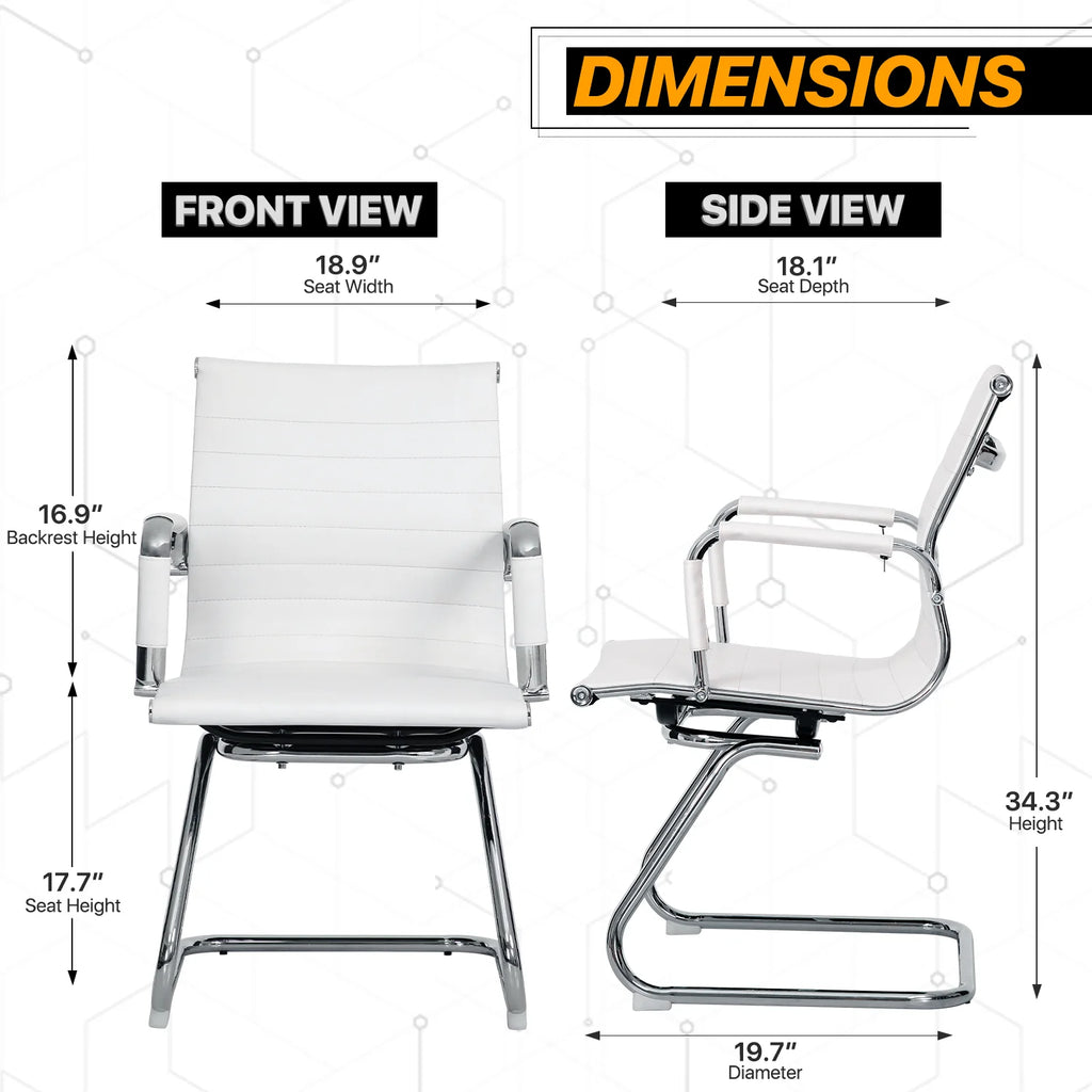 White PU Leather Mid Back Office Chair A54729