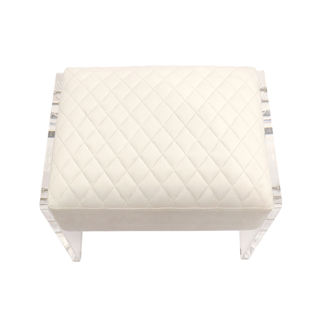 Ivory Velvet Stool J534