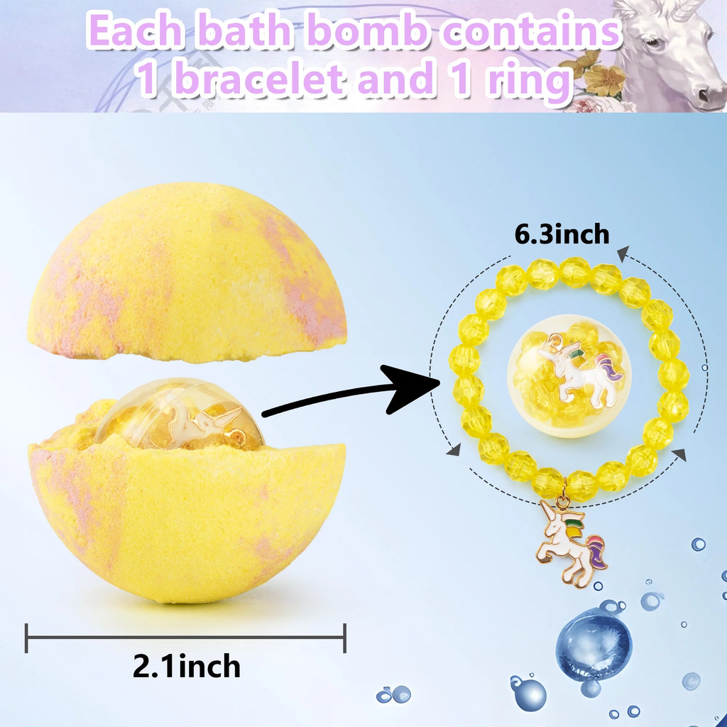 6 Large Organic Bath Bombs with Bracelets Toys for Kids V19387