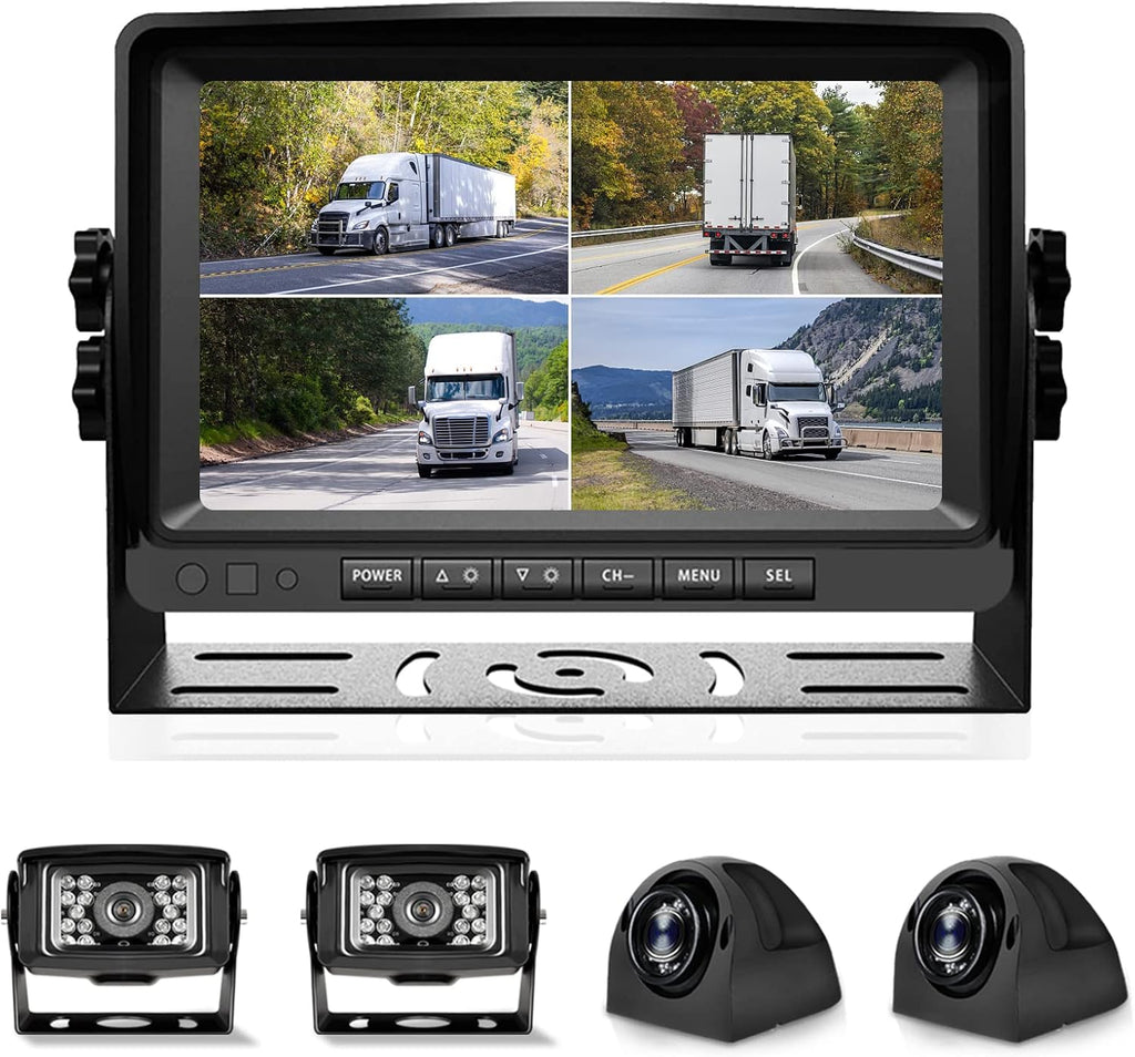 1080P 9" Wired Backup Camera System Kit with Built-in DVR, IP69 Waterproof, Split Screen, Night Vision Reversing Camera E717224