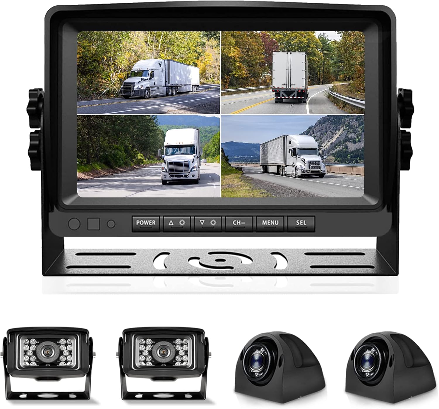 1080P 9" Wired Backup Camera System Kit with Built-in DVR, IP69 Waterproof, Split Screen, Night Vision Reversing Camera E717224
