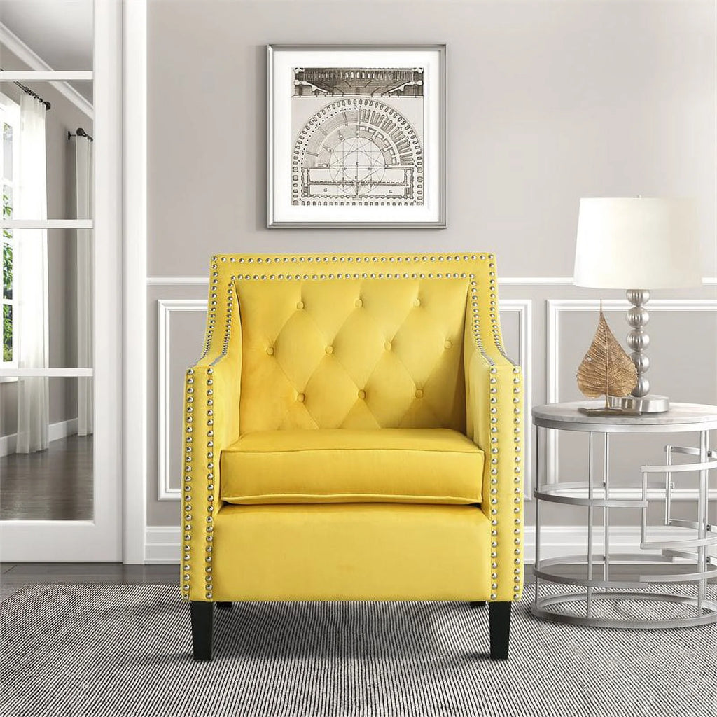 Yellow Velvet Accent Chair C414