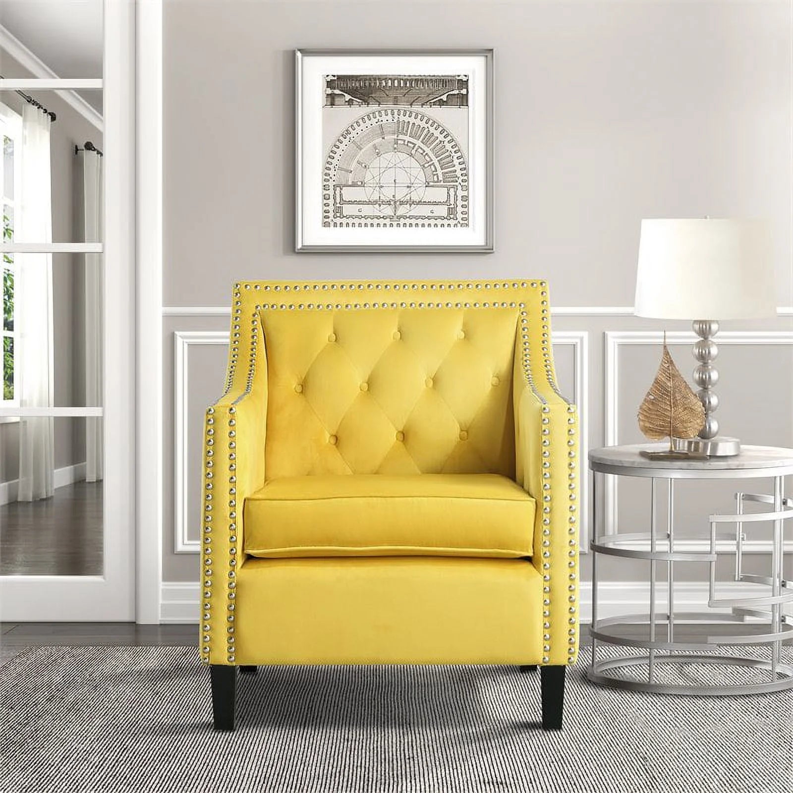 Yellow Velvet Accent Chair C414