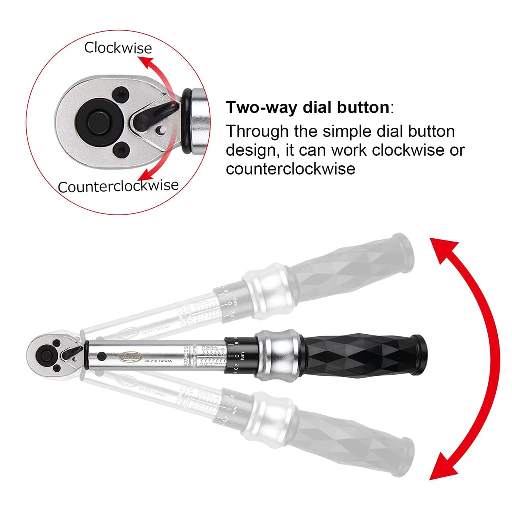 1/4" Drive Click Torque Wrench Set 1-25 Nm Bicycle Tool Kit M57826